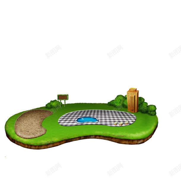 城市绿地png免抠素材_新图网 https://ixintu.com 剪影 建筑 绿色 草地 装饰