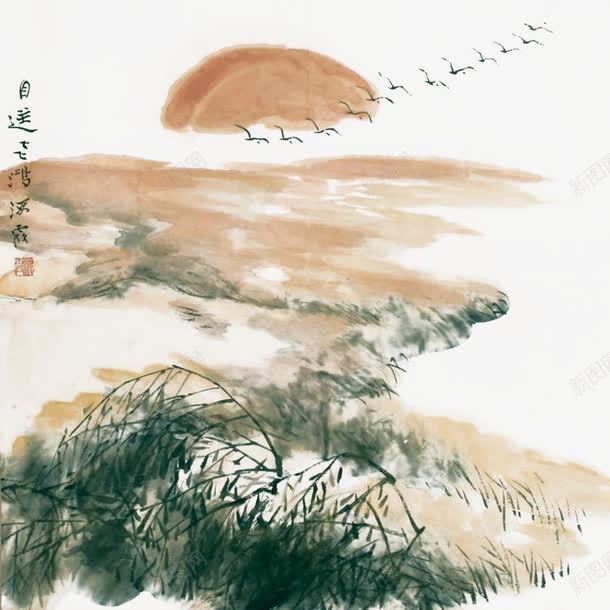 山峰远处的太阳png免抠素材_新图网 https://ixintu.com 太阳 山峰 手绘 绿草