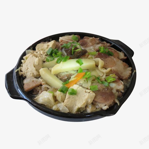 砂锅白菜粉条豆腐炖肉png免抠素材_新图网 https://ixintu.com 东北菜 乱炖 白菜 粉条 肉 葱 豆腐 餐饮素材