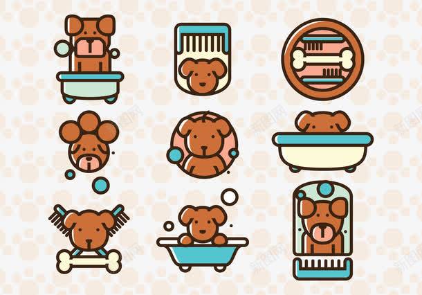 狗狗洗澡png免抠素材_新图网 https://ixintu.com 可爱 梳子 洗澡 狗狗