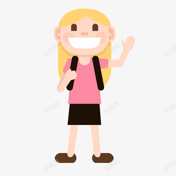 金发打招呼的女学生png免抠素材_新图网 https://ixintu.com 儿童 卡通人物 学生 打招呼女孩 金发女孩