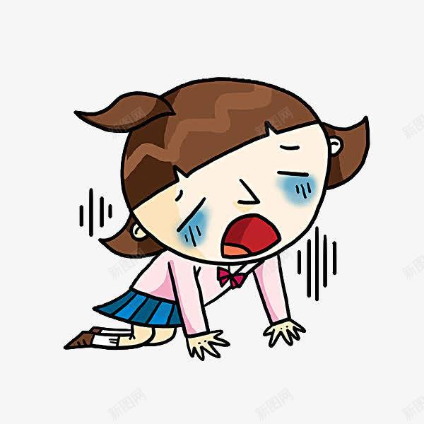 趴着的女孩png免抠素材_新图网 https://ixintu.com 伤心的 卡通 哭啼的 失落的 女孩 手绘 趴着的
