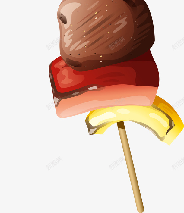 咖啡色立体美味肉串png免抠素材_新图网 https://ixintu.com 517 吃货节 烤串 美味肉串 美食节 食品 餐饮