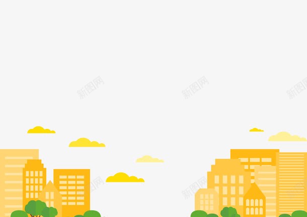 高楼大厦png免抠素材_新图网 https://ixintu.com 城市 摩天大楼 黄色