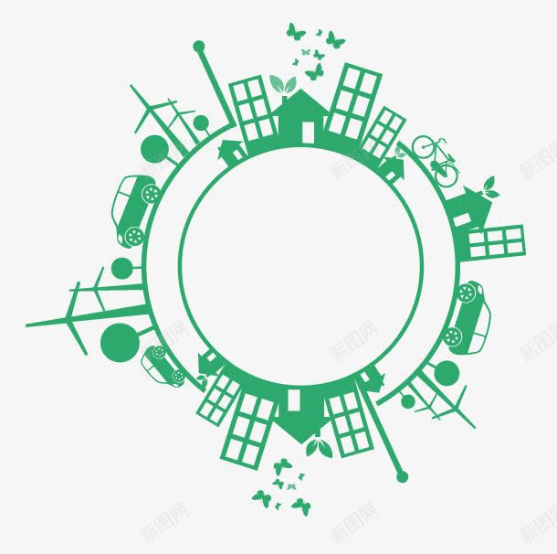 保护地球png免抠素材_新图网 https://ixintu.com 地球 建筑 环保 绿色