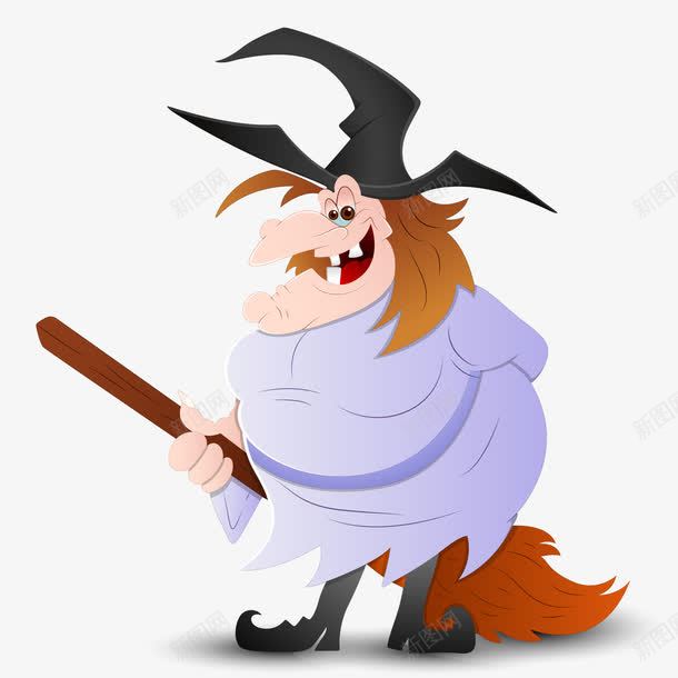 拿着魔法扫帚的巫师png免抠素材_新图网 https://ixintu.com 卡通手绘 女巫师 扫帚 扫把 魔法