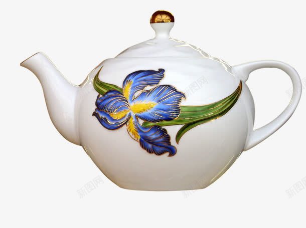 白色花茶壶png免抠素材_新图网 https://ixintu.com 水壶 白色 精品 花卉 花朵 茶壶