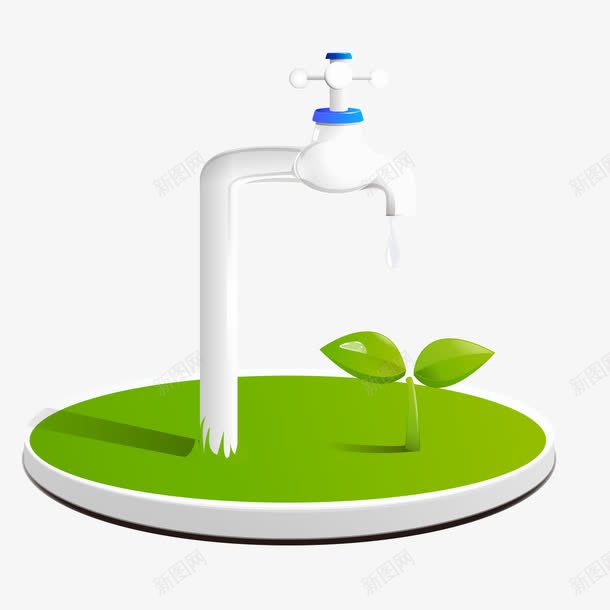 绿地上的水龙头png免抠素材_新图网 https://ixintu.com 水龙头 绿色 绿茵 花朵