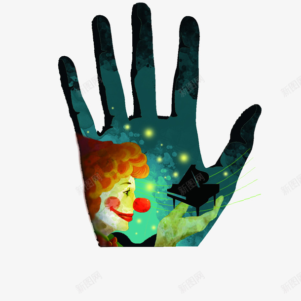 抽象的手掌png免抠素材_新图网 https://ixintu.com 小丑图案 手掌 抽象 梦幻