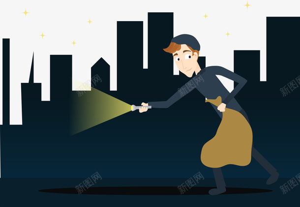 行窃的人矢量图ai免抠素材_新图网 https://ixintu.com 城市 建筑 手电筒 手电筒卡通 犯人 矢量图 窃贼