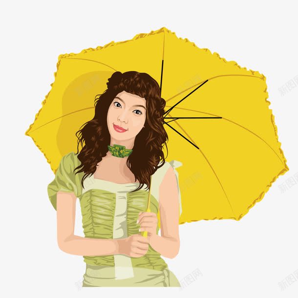 打伞的卷发美女png免抠素材_新图网 https://ixintu.com 卷发 打伞 美女