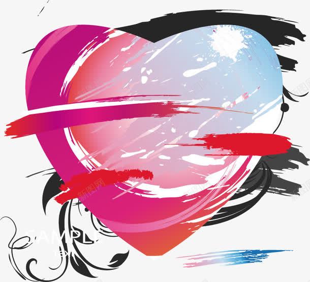 创意爱心png免抠素材_新图网 https://ixintu.com 创意设计 墨痕 墨迹 心形 情人节 爱心