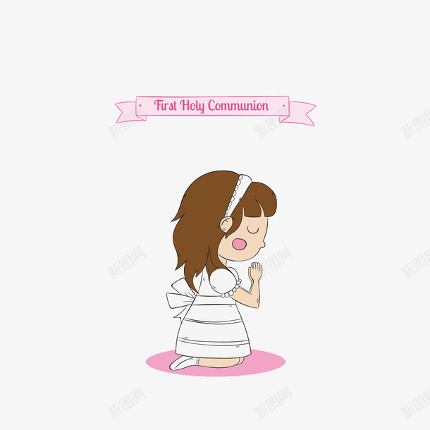 许愿的女孩png免抠素材_新图网 https://ixintu.com 卡通 女孩 手绘 许愿