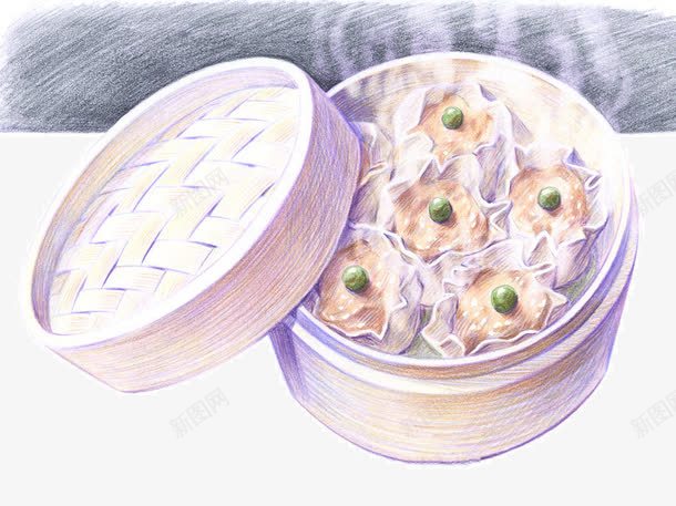 手绘美食png免抠素材_新图网 https://ixintu.com 卡通烧卖 手绘 手绘烧卖 手绘美食 烧麦 绘画 美术 蒸笼
