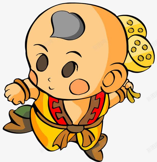 手拿莲蓬的卡通小男孩png免抠素材_新图网 https://ixintu.com 光头孩子 卡通 小男孩 手拿莲蓬