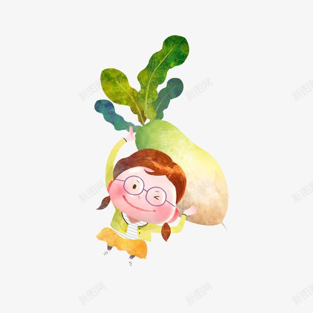卡通小人抗萝卜png免抠素材_新图网 https://ixintu.com 卡通小人