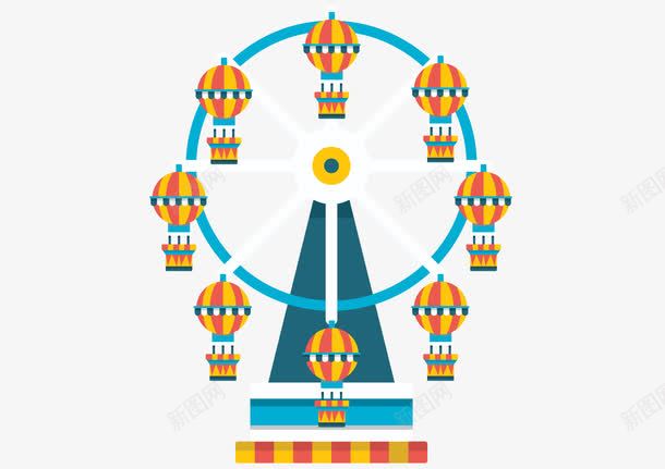 摩天轮扁平游乐场png免抠素材_新图网 https://ixintu.com 元素 扁平 摩天轮 游乐场