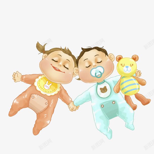 睡觉的小孩png免抠素材_新图网 https://ixintu.com 卡通 可爱的 呆萌的 奶嘴 婴儿 玩具 睡觉的
