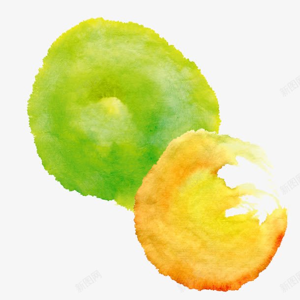 彩色墨圈png免抠素材_新图网 https://ixintu.com 墨染 染料 绿色 黄色