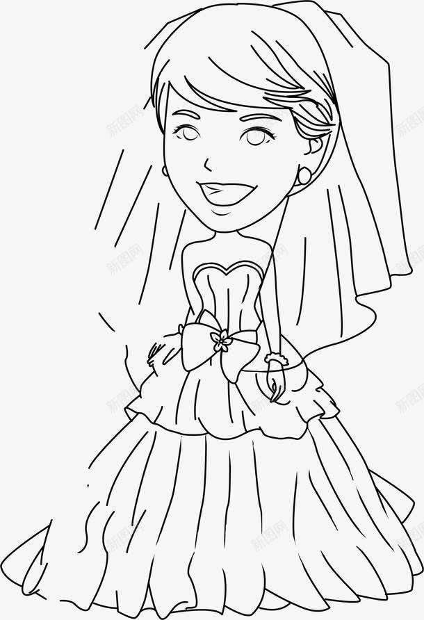 手绘新娘婚纱png免抠素材_新图网 https://ixintu.com 图片 婚纱 新娘