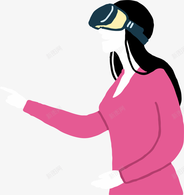 戴着vr眼镜的长发女孩png免抠素材_新图网 https://ixintu.com 3d眼镜 戴着vr眼镜 美丽女孩 虚拟现实 虚拟眼镜 长发女孩