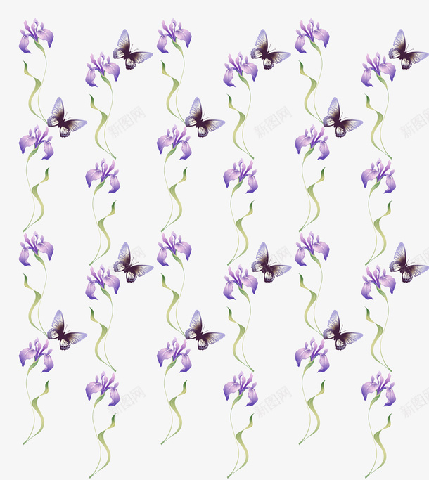 蝴蝶花背景花纹png免抠素材_新图网 https://ixintu.com 平铺背景 时尚 花朵花卉 花纹背景 连续背景