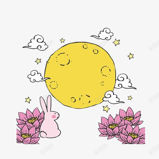 手绘卡通中秋图案花朵兔子png免抠素材_新图网 https://ixintu.com 中秋 兔子 卡通 图案 手绘 手绘卡通中秋图案花朵兔子 花朵