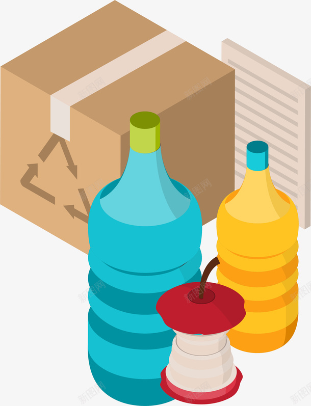产品包装png免抠素材_新图网 https://ixintu.com 产品实物 包装 卡通装饰 扁平化 矢量图案 简约纸箱
