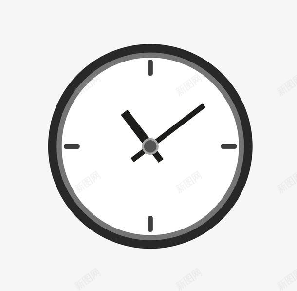 黑色钟表png免抠素材_新图网 https://ixintu.com 刻度 卡通 圆形 手绘 指针 简图 钟表 黑色