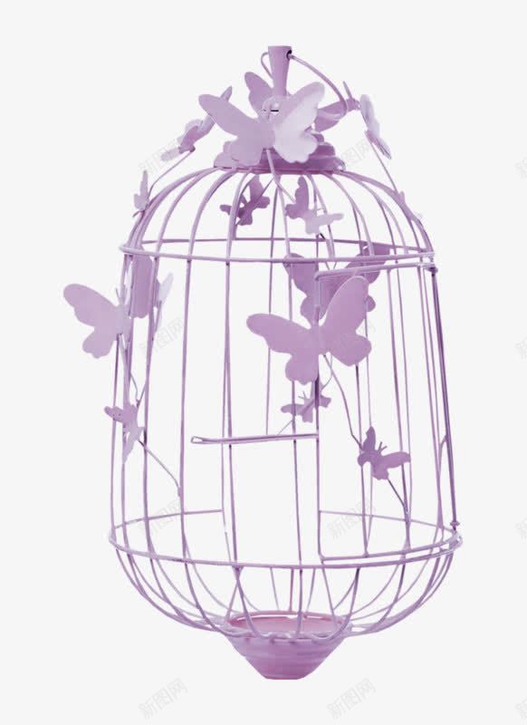 紫色蝴蝶装饰鸟笼png免抠素材_新图网 https://ixintu.com 笼子 紫色 紫色蝴蝶 鸟笼