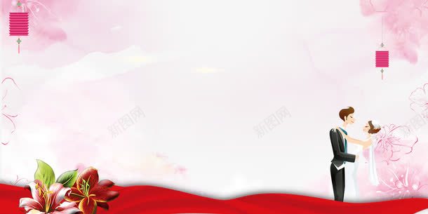 婚礼海报背景png免抠素材_新图网 https://ixintu.com 婚礼 布 鲜花