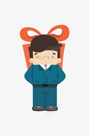 蓝色扁平小人送礼png免抠素材_新图网 https://ixintu.com 小人 蓝色扁平 送礼