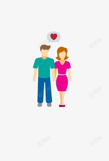 男人和女人png免抠素材_新图网 https://ixintu.com 卡通 手绘 爱情