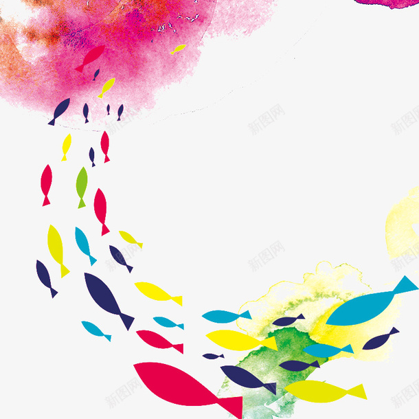 水墨卡通背景png免抠素材_新图网 https://ixintu.com 卡通 可爱 水墨 水彩