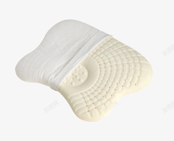 儿童定型乳胶枕png免抠素材_新图网 https://ixintu.com 乳胶枕 产品实物 仿偏头 儿童 米色