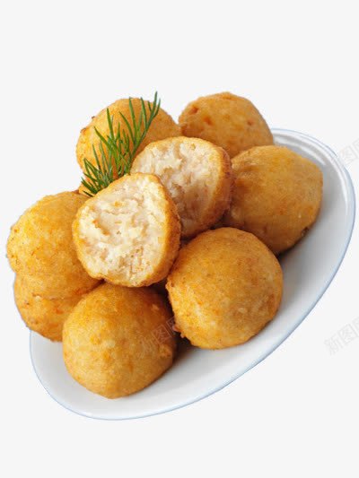 美味的丸子png免抠素材_新图网 https://ixintu.com 盘子 美食 金色 鱼丸