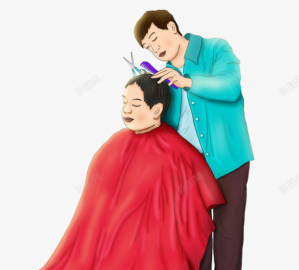 手绘插画二月二龙抬头民俗理发插png免抠素材_新图网 https://ixintu.com 二月二 手绘 手绘插画二月二龙抬头民俗理发插图免费下载 插画 民俗 理发插图 龙抬头