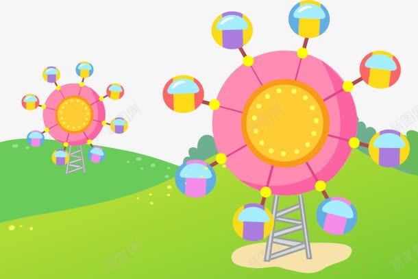 儿童游乐场png免抠素材_新图网 https://ixintu.com 儿童 摩天轮 游乐场 转盘