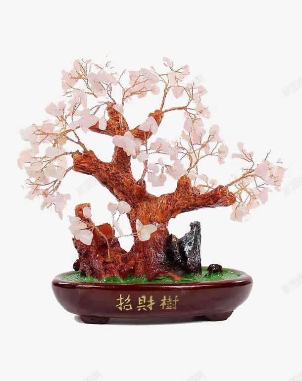 粉色翡翠招财树盆景png免抠素材_新图网 https://ixintu.com 免抠素材 免费下载 招财树 招财盆景