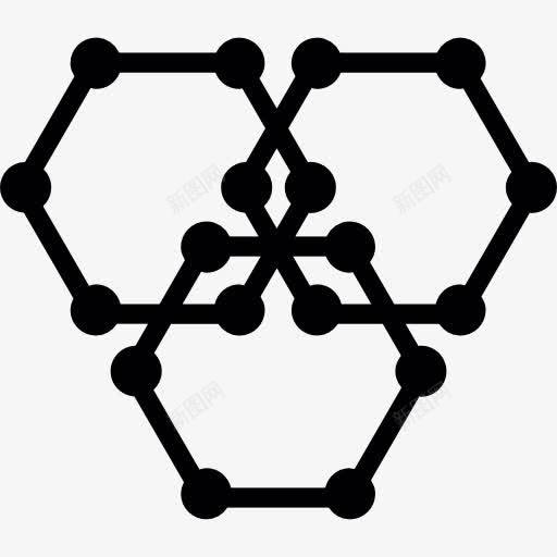 三个六边形图标png_新图网 https://ixintu.com 几何 几何关系 形状