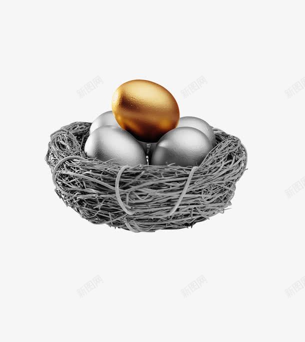 金融装饰图png免抠素材_新图网 https://ixintu.com 灰色蛋 装饰图 金蛋 金融 鸟的庇护所 鸟窝