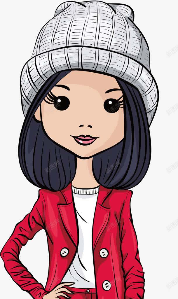 手绘红衣女孩png免抠素材_新图网 https://ixintu.com 卡通 女孩 手绘 综艺 美丽