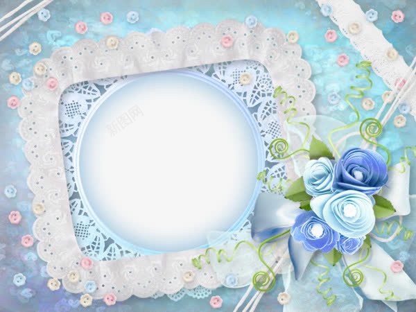 蓝色墙壁白色蕾丝边边框png免抠素材_新图网 https://ixintu.com 墙壁白色 白色墙壁 白色蓝色 蓝色 蓝色白色 蓝色边框