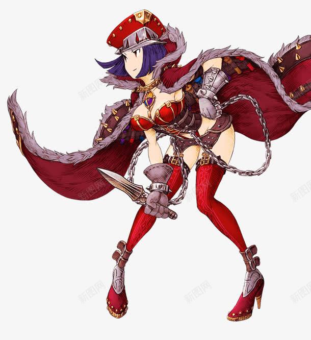 手绘绿斗篷匕首女子png免抠素材_新图网 https://ixintu.com 匕首 女子 手绘 斗篷