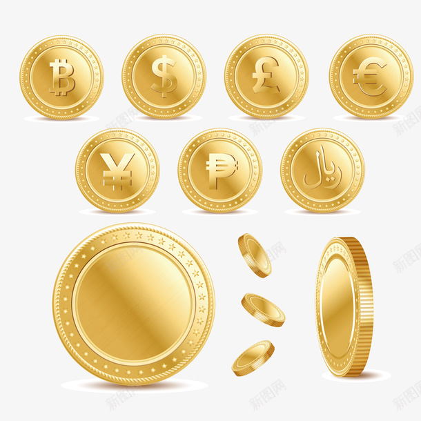 发光金币背景装饰图矢量图ai免抠素材_新图网 https://ixintu.com 发光金币 背景装饰图 矢量图