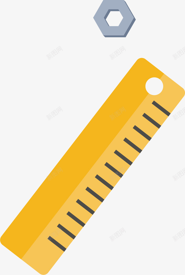 黄色的工具尺矢量图ai免抠素材_新图网 https://ixintu.com 准确 尺度 工具尺 教尺 螺丝 黄色 矢量图