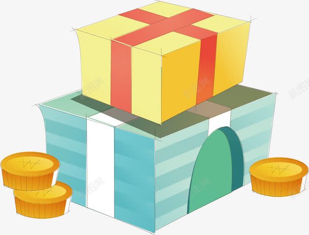 手绘卡通礼盒png免抠素材_新图网 https://ixintu.com 创意房间 卡通 可爱卡通 手绘 手绘卡通 礼盒