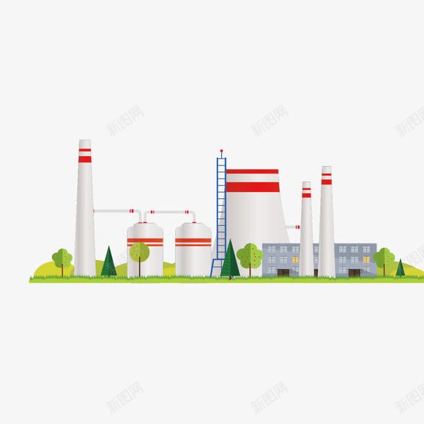 工厂建筑矢量图ai免抠素材_新图网 https://ixintu.com 工厂建筑 建筑 房子 矢量图