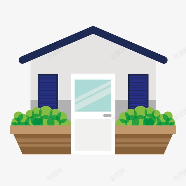 独楼小屋矢量图ai免抠素材_新图网 https://ixintu.com 小屋 独楼 蓝色屋顶 矢量图