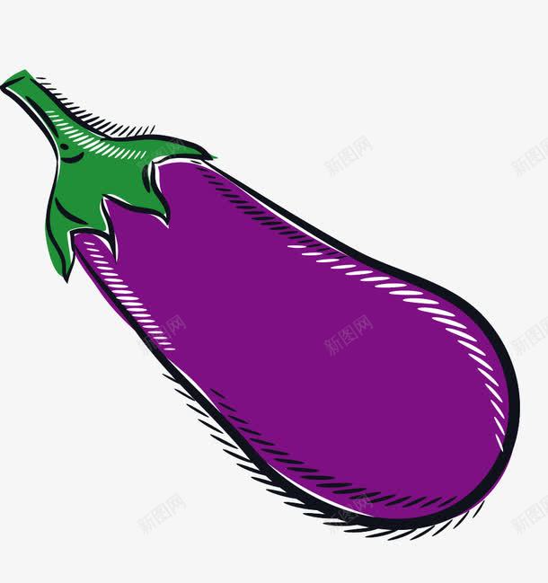 手绘茄子png免抠素材_新图网 https://ixintu.com 卡通 手绘 紫色 绘画 茄子 蔬菜 食物